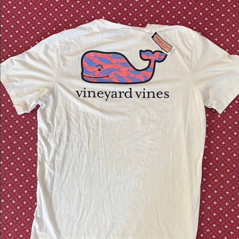 Vineyard Vines White Tee with Vibrant Whale Design